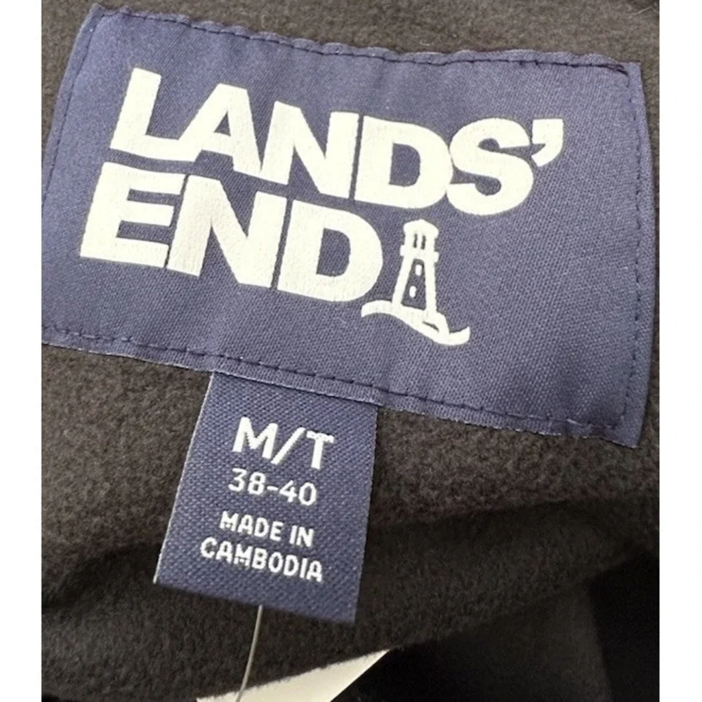 Lands End Men's Tall Anyweather Quarter Zip Fleece Pullover Black Medium New